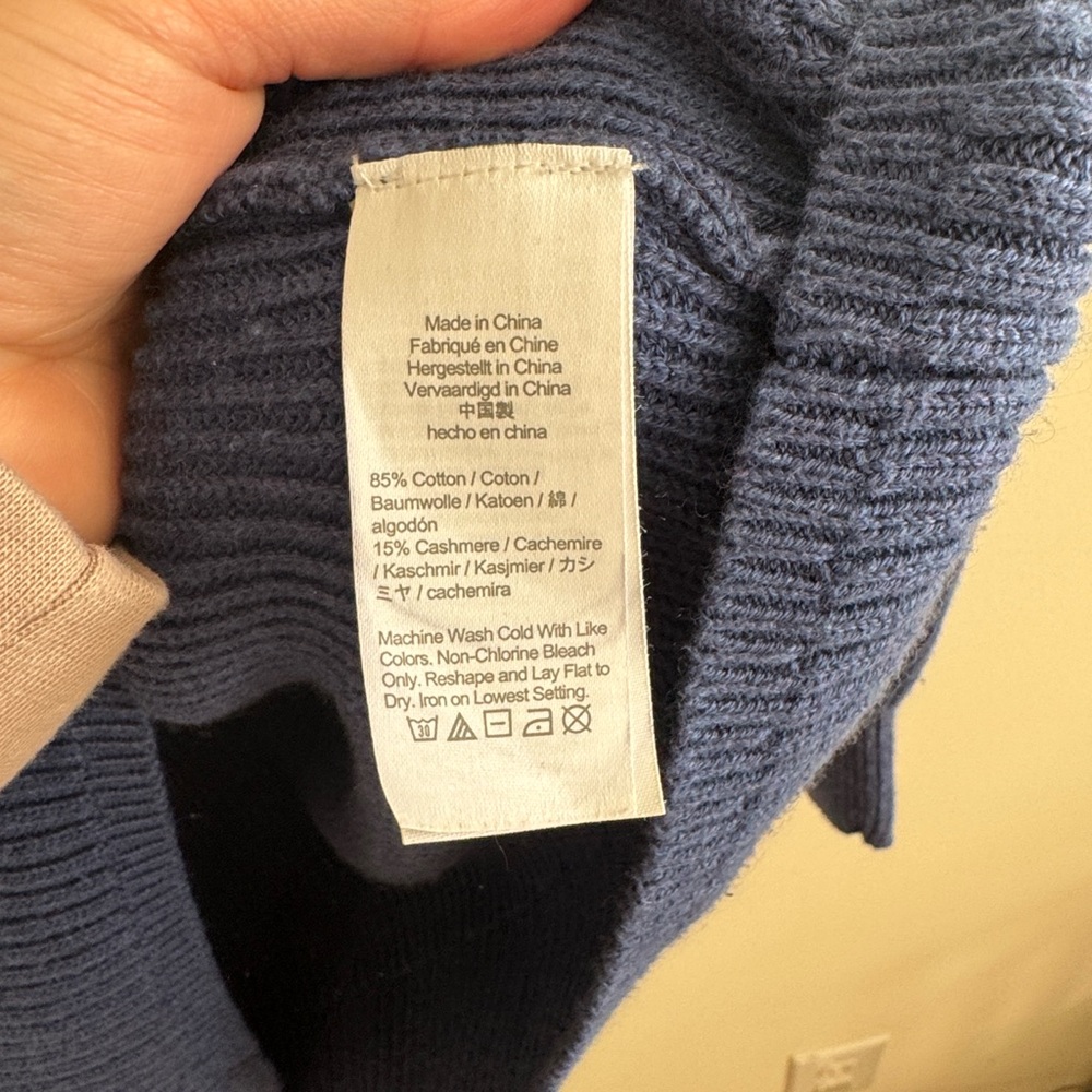 J.crew blue Ribbed cotton cashmereblend relaxed turtleneck sweater size small - Picture 6 of 7